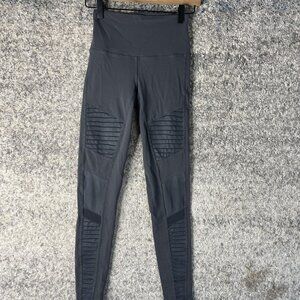 Alo Yoga Pants Womens Charcoal Gray High Waist Moto Leggings Ribbed Panels